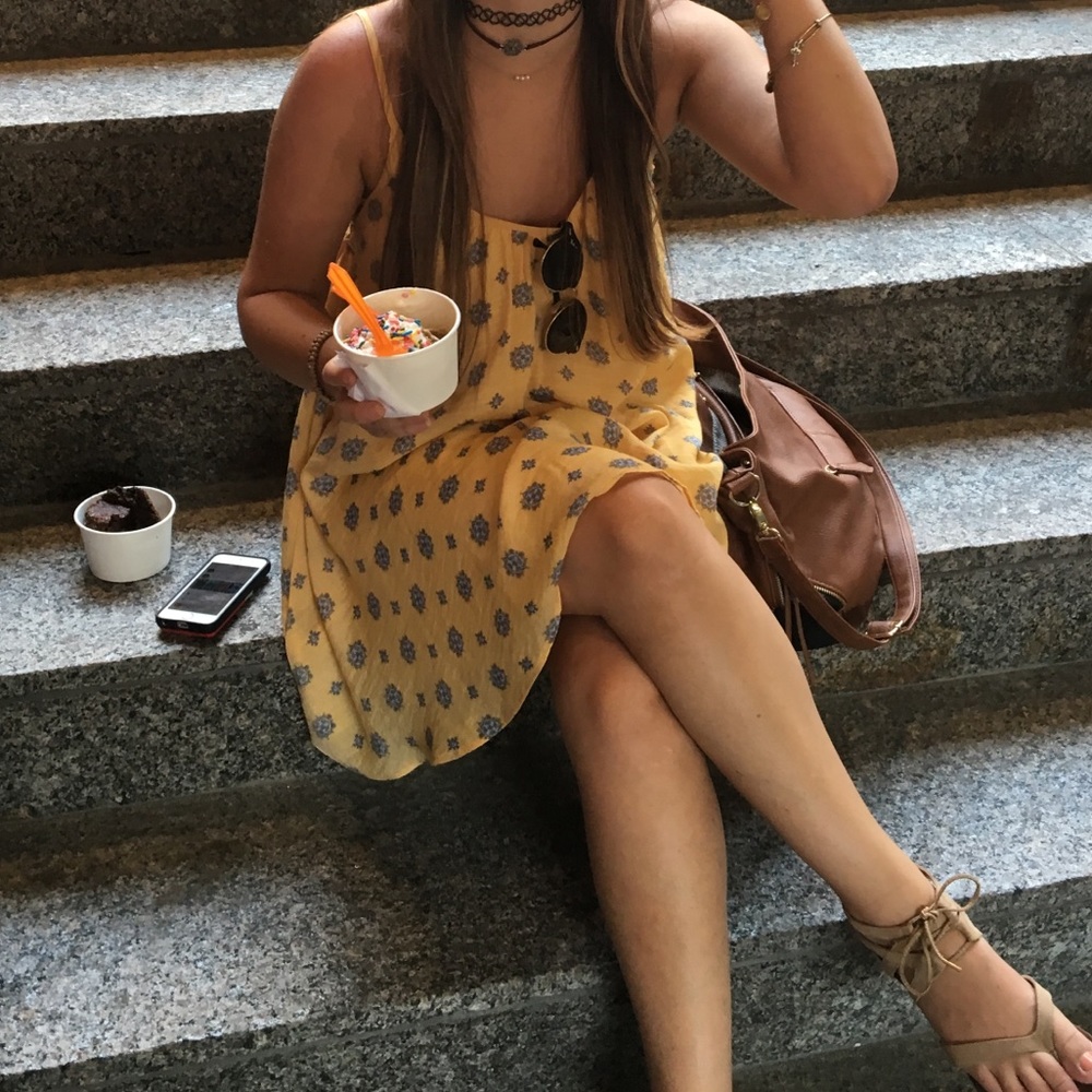 Yellow floral sun dress